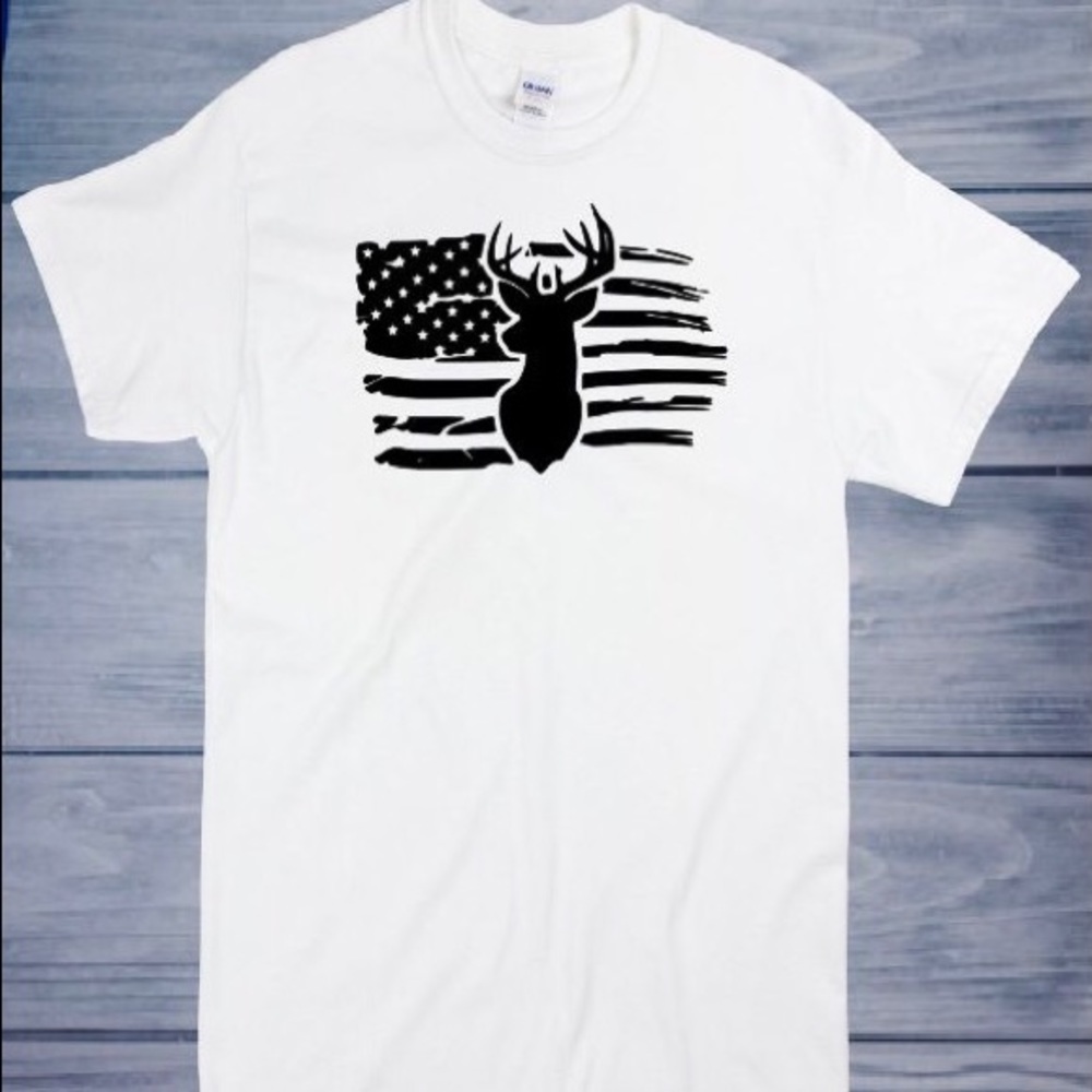Deer American flag hunter custom T-shirt